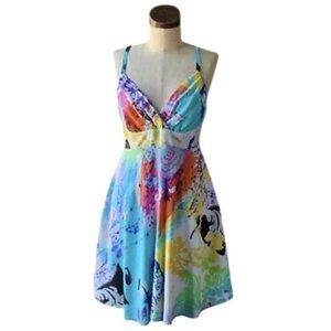 Jams World Floral Abstract Dress size S Multicolor Adjustable Straps Flowy Desig